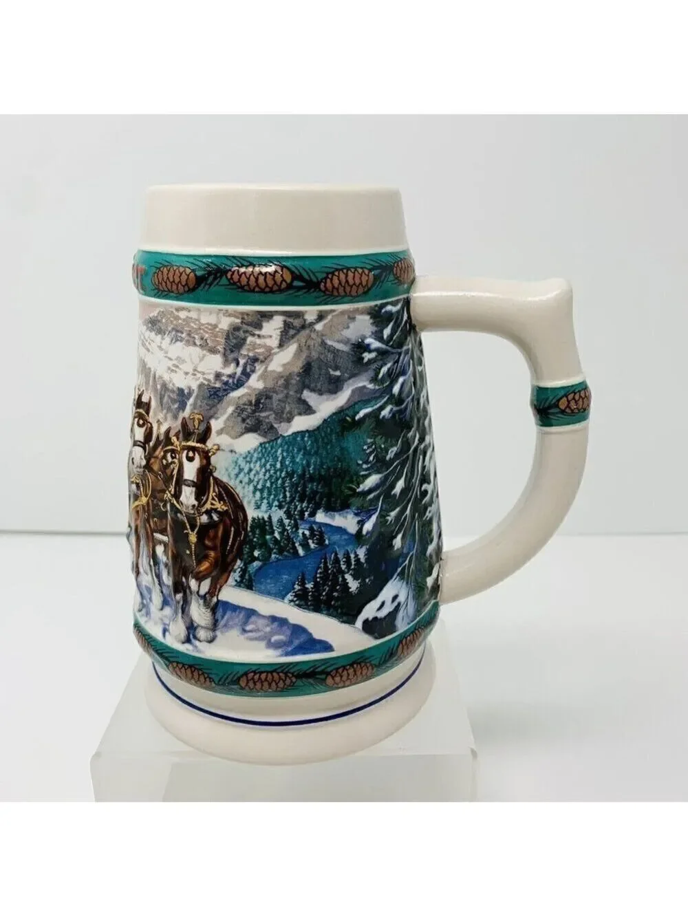 Anheuser Busch BUDWEISER BEER STEIN 3D 1993 Special Delivery Clydesdale Holiday